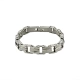 Mens Stainless Steel Three Bar Brushed Link Bracelet, 8.5"