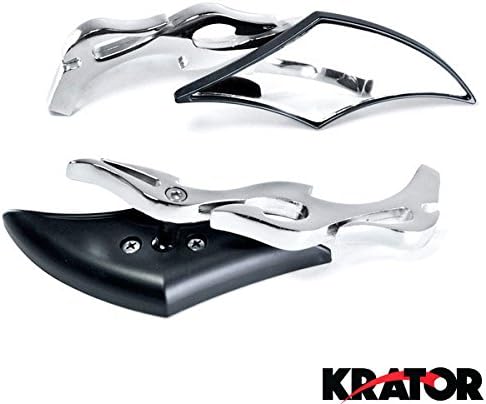 Krator® Diamond Twist Black/Chrome Motorcycle Mirrors For Yamaha TMax C3 CA CV50 80 400 500