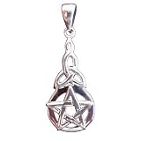 Sterling Silver Triquetra Pentacle Pendant - Wiccan Pagan Jewelry