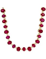 14K Yellow Gold 82.09 CTW Ruby and 6.46 CTW Color K-L I1-I2 Diamond Ladies Necklace. Length 17 in. Total Item weight 51.4 g.