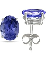 2.14Ct Oval Tanzanite Earrings in 14k White Gold