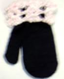 Mt12, One Size Dark Navycolor Magic Mittens Hand Trimmed with Baby Pink Chenille Cuff for Infants Ages 0-24 Months by 