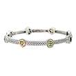 925 Silver, Amethyst, Blue Topaz, Peridot & Citrine Multi-Shape Stone Stackable Bangle with 18k Gold Accents- 8 IN