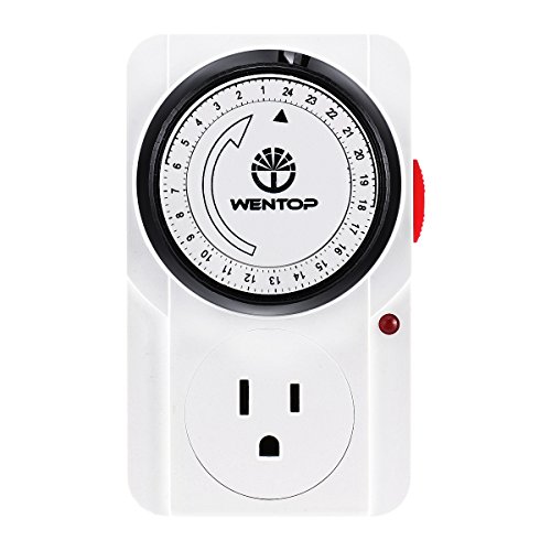 WenTop Timer Socket Plug 3 Prong Outlet Indoor 24 Hours Heavy Duty Appliance Timer for Household Appliances
