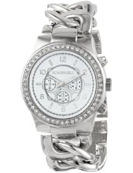 Bombshell Womens BS0716SI  Rhinestone Case Chain Link Silver Woven Bracelet Watch