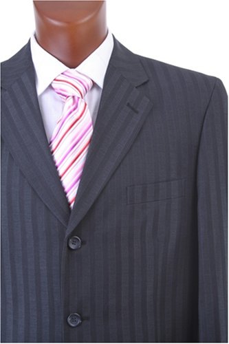 Men's Single Breasted 3 Button Black Pinstripe Super 150's Dress Suit