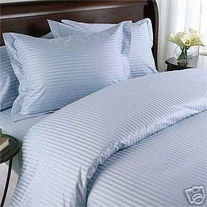 1200 Thread Count Sheet Set 4PC Double from 100% Egyptian cotton Satin Pocket Band, Deep, 1200 TC, Sky blue stripes - the sheet and blanket Store