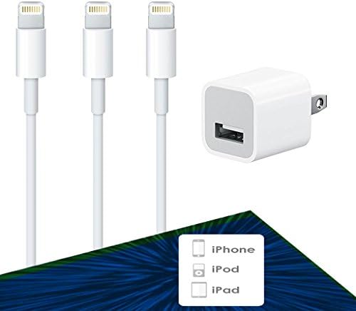 iPhone 6 Plus USB Sync and Charge [3PCS] [3ft] Cables with Wall Charger for iPhone 6s / 6 / SE / Plus