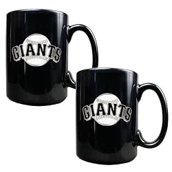 San Francisco Giants MLB 2pc Black Ceramic Mug Set - Primary Logo by Great American Products
