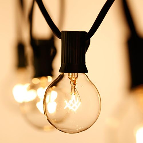 HKSL G40 Globe String Lights with 25 Clear Bulbs-Commercial Quality UL Listed- 25ft Long Green Cord with 25 Glassy Bulbs-Indoor/ Outdoor Lights Use -Natural Warm White Color-Perfect for Patio, Gardens, Gazebos, Backyard Weddings Chirstmas