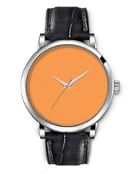 SPRAWL Aanalog Fashion Series Silver Ladies Watches of Genuine Black Leather Strap,Unique Wrist Watch for Women Girls Designed with Set clear orange diamonds