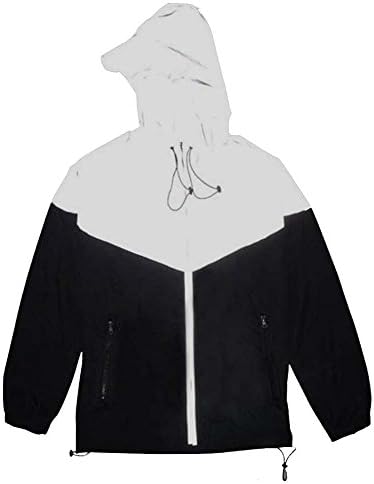ZHU Mens Super Bright 3M Reflective Rain Jacket Coat Hight Visibility Outerwear (4XL, Black&amp;White)