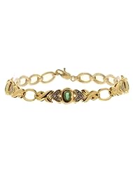 9ct Yellow Gold 0.69ct Emerald & Diamond 19cm Bracelet