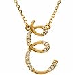 14k Yellow Gold Elegant E Initial Diamond Necklace