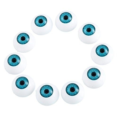 Souarts Round Plastic Doll Eyes Pack of 10pcs Blue