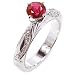 Jewelry : Ruby and Diamond Right Hand Ring, Hand Engraved, Fine Milgrain, 18k White Gold, Ring Size 6, Tw 1.05 Carat
