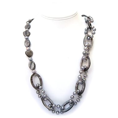 HinsonGayle "Chanatia" Silver Shell and Cultured Pearl Rope Necklace
