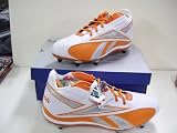 Reebok Mens NFL the Pump PRO Thorpe D2 - Football Cleats Shoes 16 - White & Orange