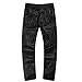 Pizoff Unisex Solid Black Red Leather Casual Pants With Elastic Waist