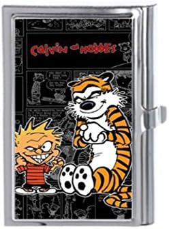 Calvin and Hobbes Custom Design Business Name Card Holder Stainless Steel Case