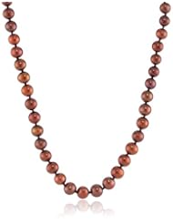 Sterling Silver Dyed Chocolate Freshwater Cultured Pearl A Grade 6.5-7mm Necklace, 22"