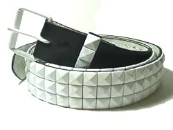 MENS/WOMENS MEDIUM (34-36) WHITE STUDDED BLACK PUNK BELTS