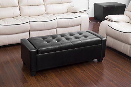 Erfect Faux Leather Folding Storage Ottoman Black Storage Bench