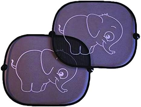 CRAZZIE-Shades, Car Window Baby Sun Shades, Elephant (White) Also available: Pink, Blue or Plain