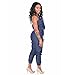 Fashion Sexy Denim Piece Pants Woman V Neck Sleeveless Denim Jumpsuits (Medium)