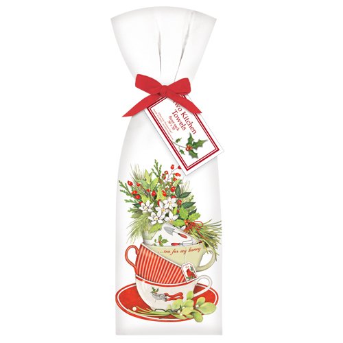 Holiday Garden Teacups Towel Set