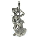 Figurine en �tain chat contrebasse