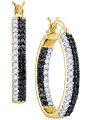 0.98CTW BLACK DIAMOND FASHION HOOPS