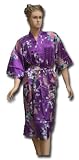 Satin Kimono Bath Robe Night Gown Geisha unisize PURPLE