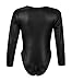 Forever Women's Plain Long Sleeves Wetlook Bodysuit Leotard Top