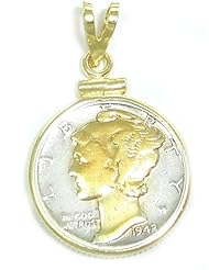 Gold Filled Two Tone/highlighted Mercury Dime Pendant