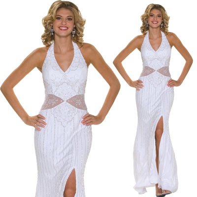 Sean Collection Stretch Mesh Halter Dress