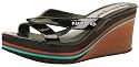 Firetrap Womens Statice Wedge Sandal Black Patent
