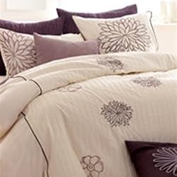 Violet Haze Embrodered Floral Shams (King)