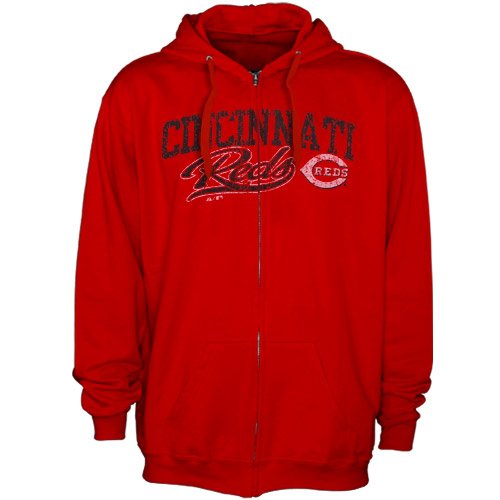 MLB Women's Cincinnati Reds The Beauty Long Sleeve Fullzip Fleece Hoodie (Athletic Red, Small)