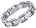 Stainless Steel Mens Bold Link Rubber Bracelet - 8.5 Inch