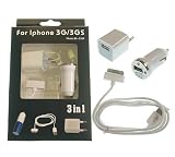 Produkt-Bild: 3in1 Set netzteil und KFZ Ladekabel f. Iphone 2 / 3G / 3GS / 4G