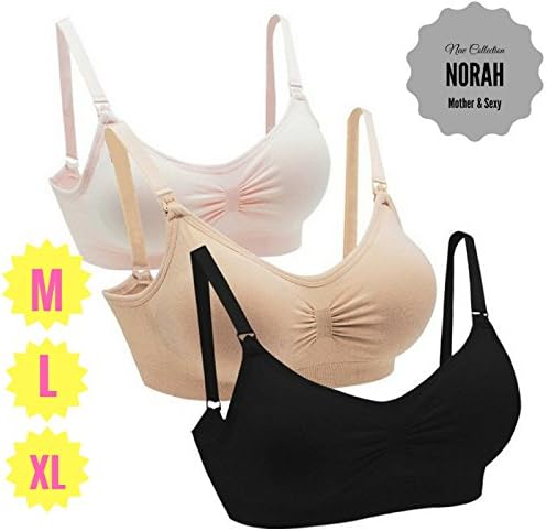 Breastfeeding Maternity Nursing Bra Bralette - Norah Collection - 3Pack (M (Fit: 34D-34DD, 36B-36D, 38B-38C) M)