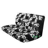 Universal-fit Hawaiian Bench Seat Cover - Charcoal Black Hawaii Hibiscus Floral Print