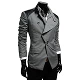 TheLees Mens casual china collar rider style slim blazer jacket