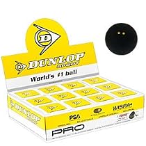 Dunlop Pro Double Yellow Dot Squash Balls, 1 dozen