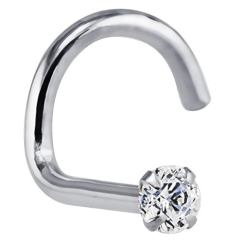 1.5mm 0.015 ct. tw diamond 14k white gold nose ring twi…