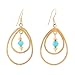 Gold Vermeil Teardrop Shaped Dangle Earrings with Teal Blue Swarovski Crystal Bead Accents, #7472
