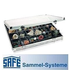 SAFE 5881 Sammelvitrine Schaukasten extra doppelt HOCH 24 x F�cher Innen H 60 x B 65 x L 58 mm Mineralien Edelsteine Versteinerungen Schmuck � Eier Militaria Orden Perlen