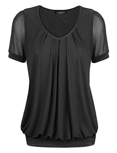 Women Blouses and Tops Fashion,Laksmi Women's Cocktai Fashion Tunic Blouse,XX-Large Black