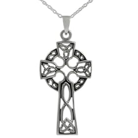 Sterling Silver Celtic Cross Pendant with 18 inch Cable Chain